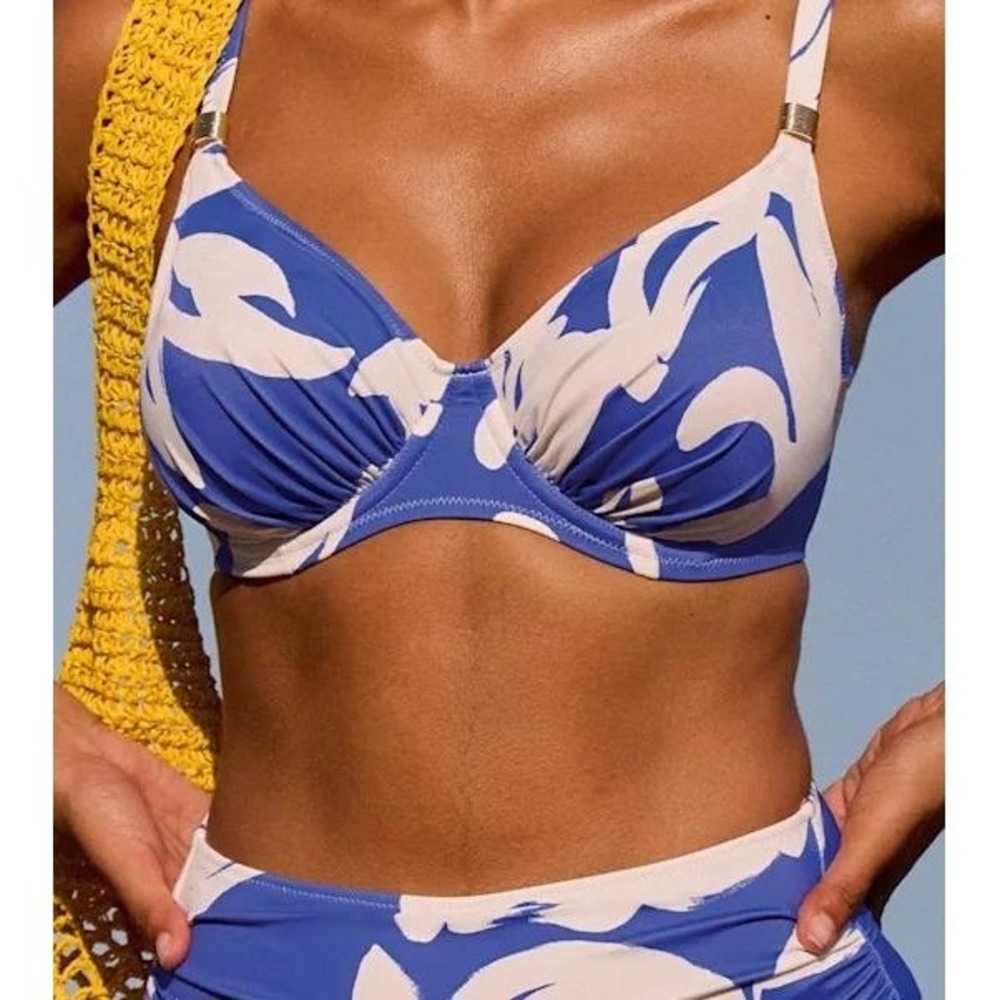 Fantasie Rabida Island Balconette Bikini Top Blue/White Print Bravissimo 32FF